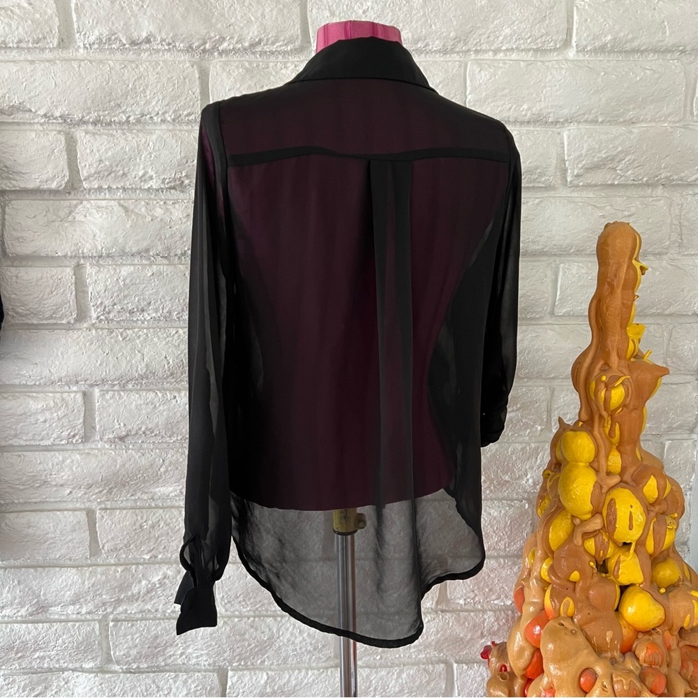 Mine Black Sheer Long Sleeve Blouse - Picture 3 of 4